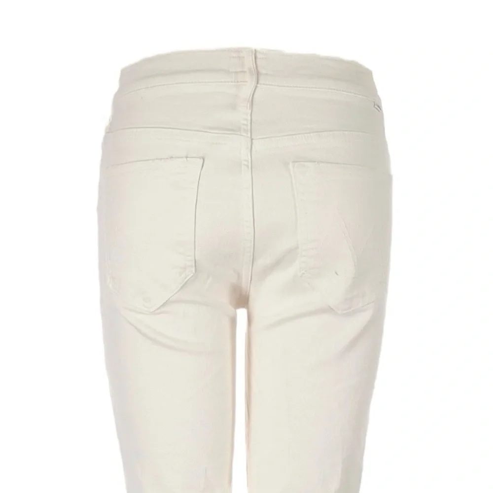 Mother The Looker Ankle Step Fray Jeans Cream Puffs NWT Size 33 High Rise Skinny